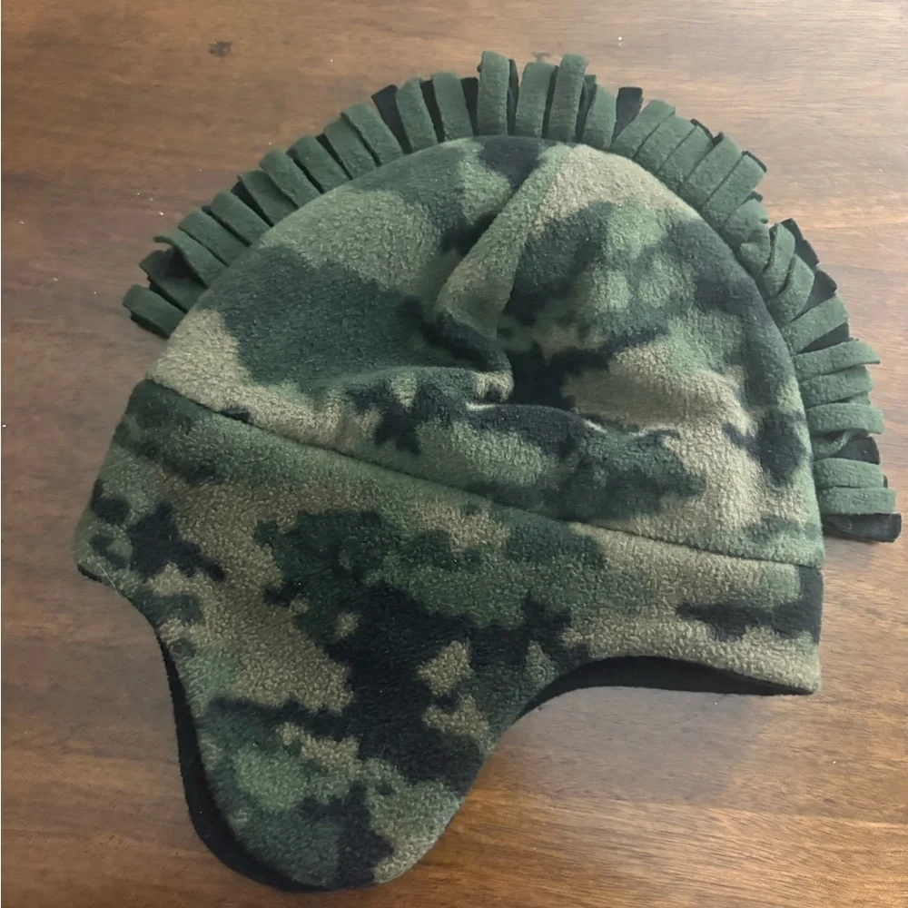 Target Green and Black Camouflage Kids winter fleece hat